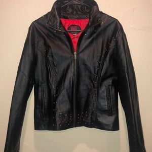 Wilsons Leather black leather Peace-Love Jacket. Size L